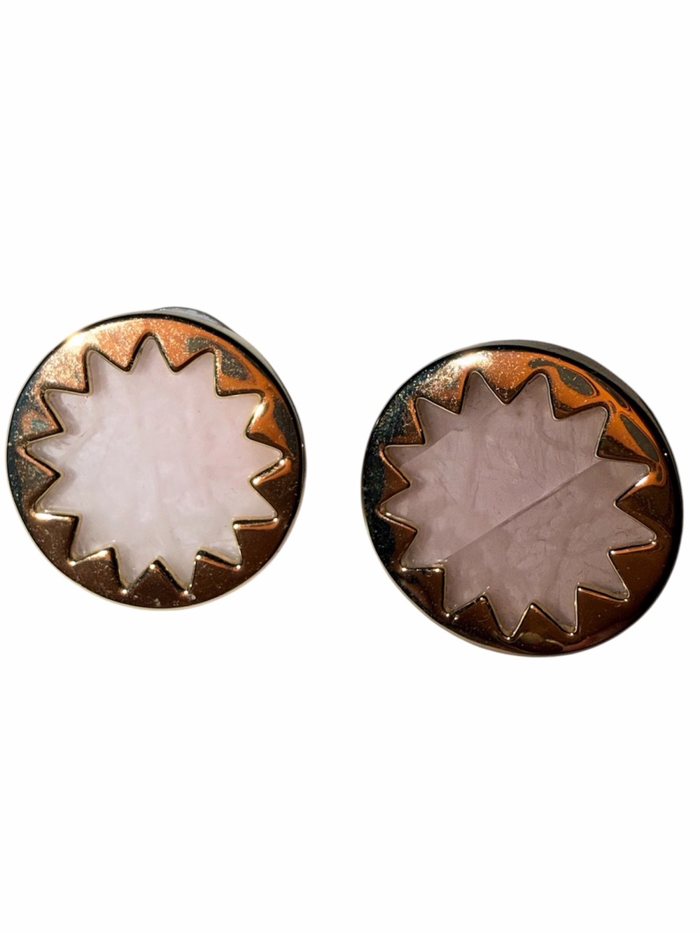 HOUSE OF HARLOW 1960 Rose Pink Stone Sunburst Gold Stud Statement Earrings